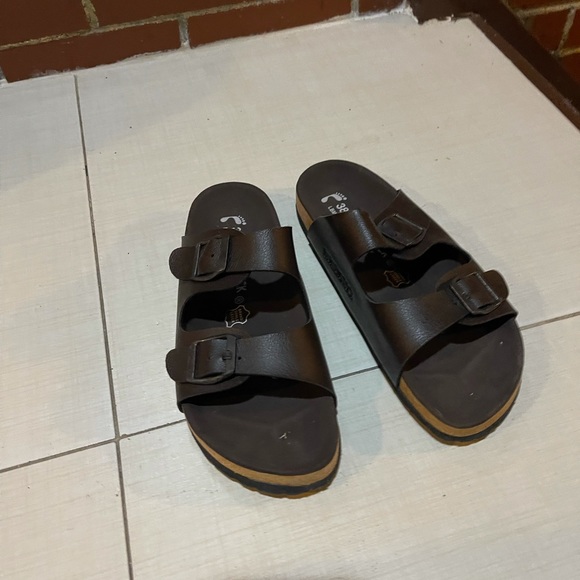 Birkenstock Shoes - Birkenstock Brown Double Strap Sandals